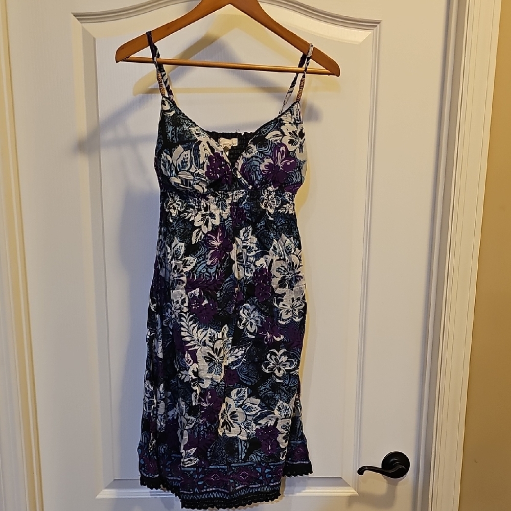 Derek Heart Blue and White Spaghetti Strap Mini Dress